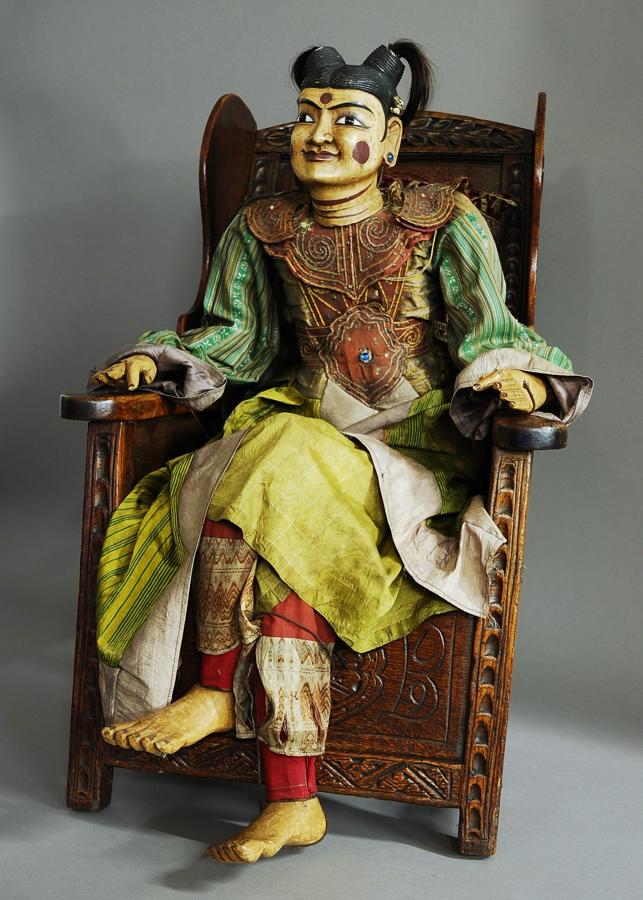 Decorative articulated wooden Burmese puppet