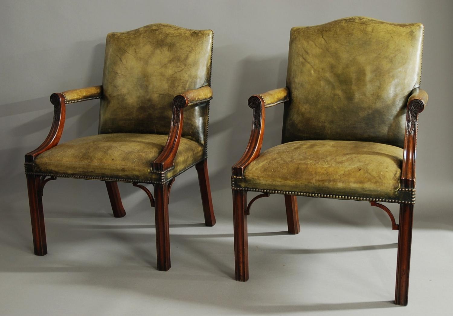 Pair of leather Gainsborough chairs