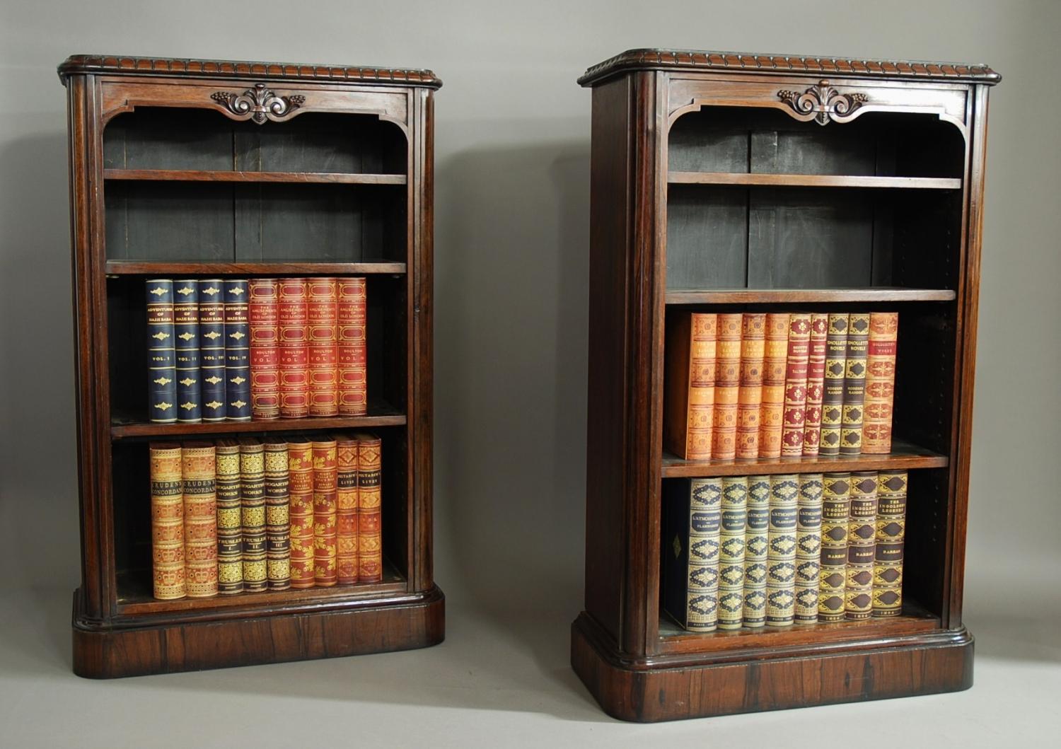 Pair William IV rosewood open bookcases