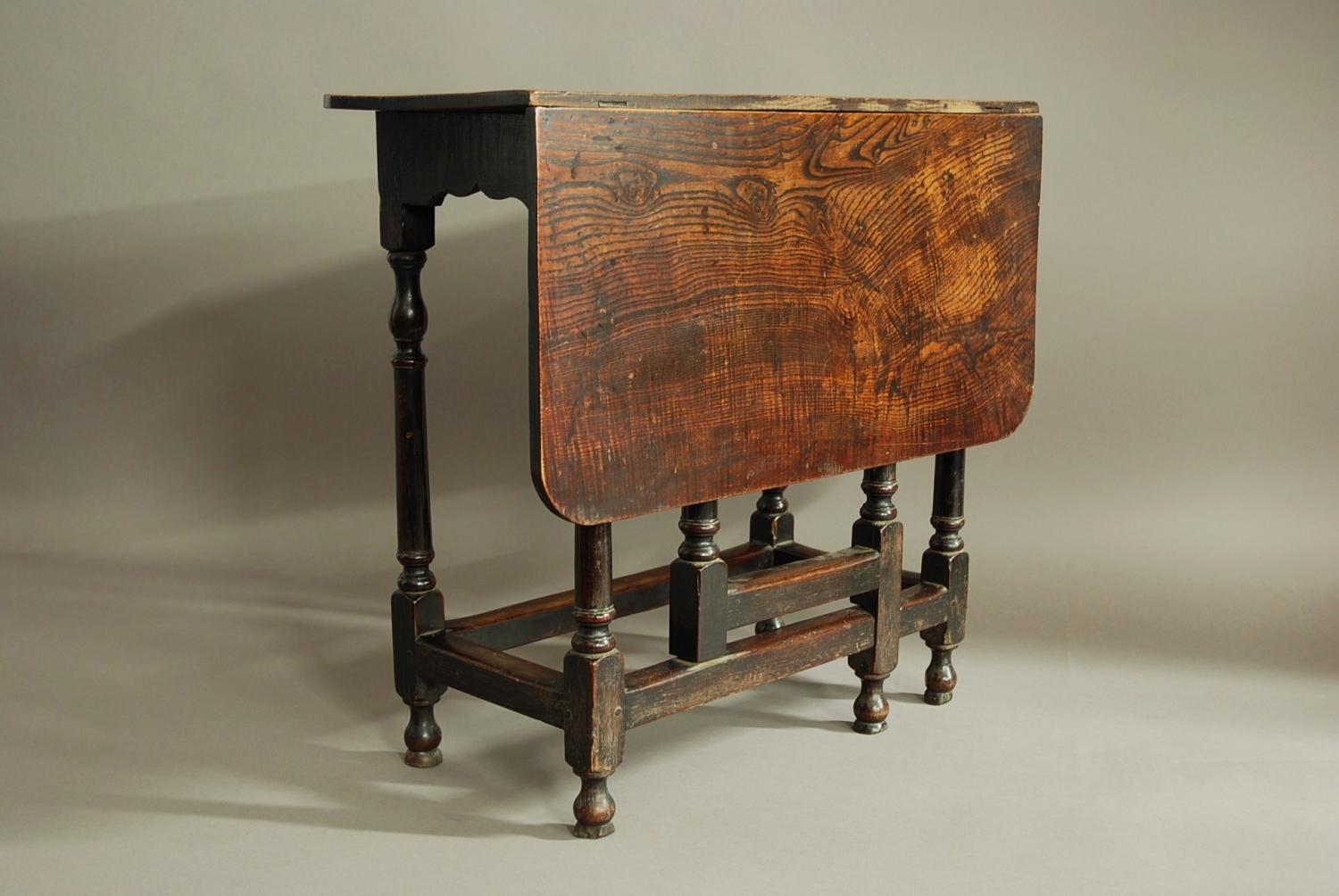 Rare late 17th century oak & ash side table