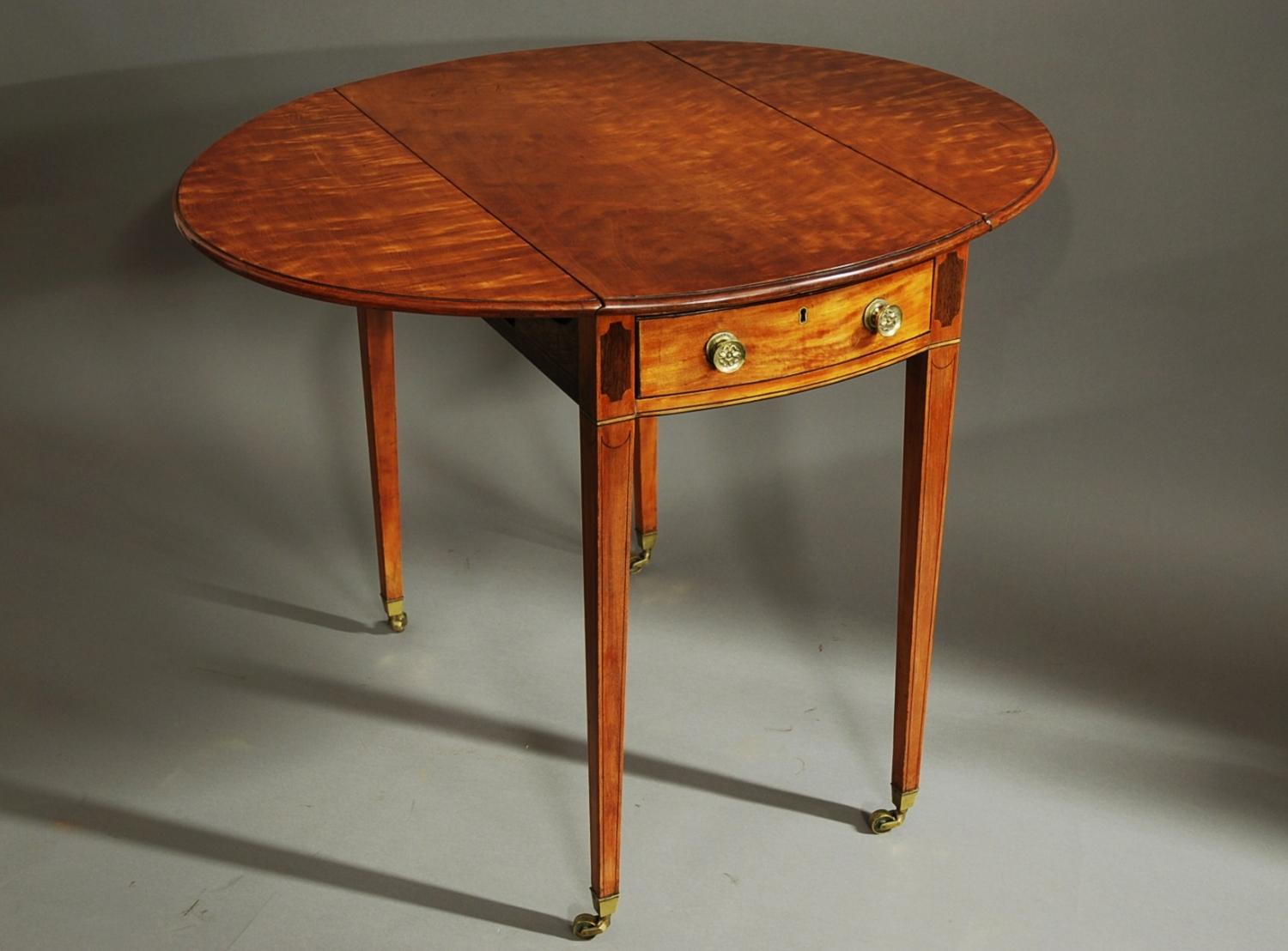 Late 19thc oval satinwood Pembroke table