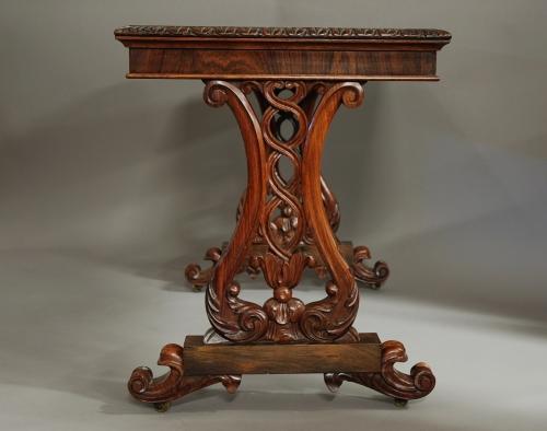 19thc rosewood writing table of fine quality