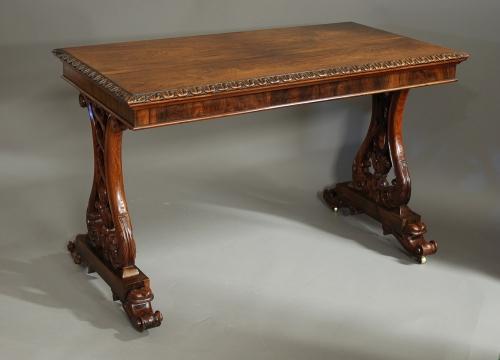 19thc rosewood writing table of fine quality