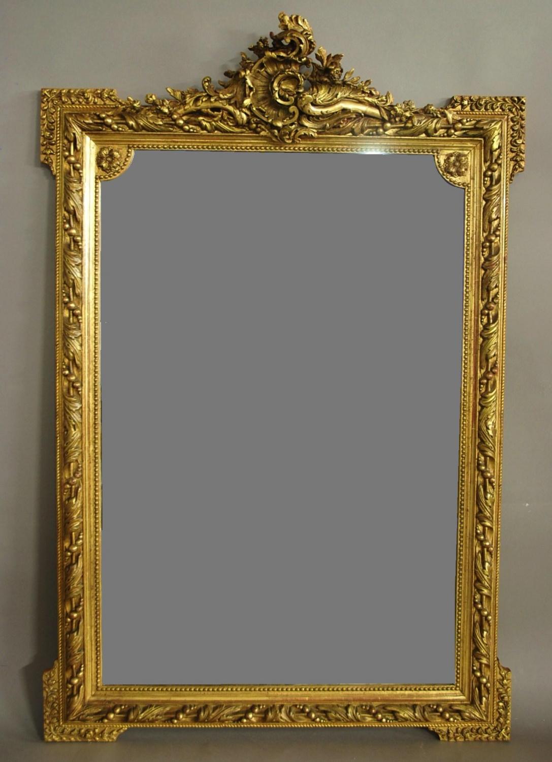 Large 19th century ornate French gilt mirror