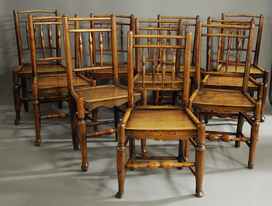 Harlequin set of ten spindle back chairs