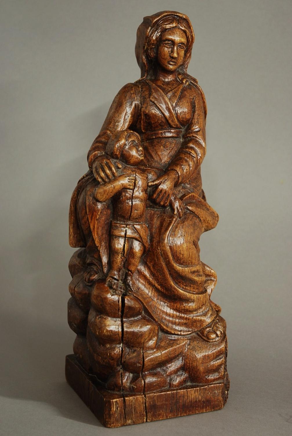 17th century Madonna & Child oak wood carving