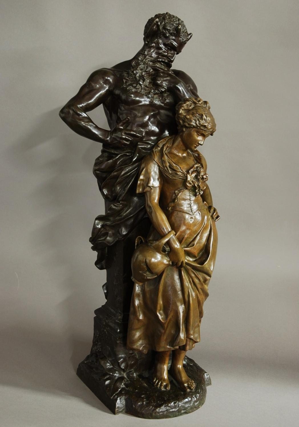Large bronze of 'Pan with a young maiden'