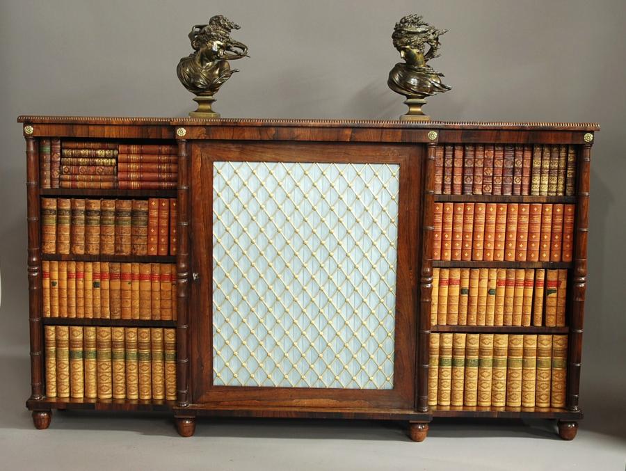 Regency rosewood breakfront bookcase