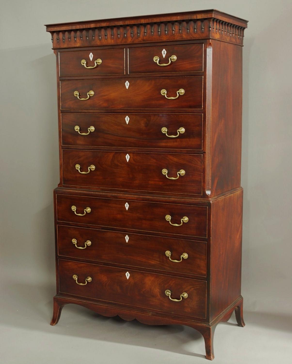 Superb George III mahogany chest on chest