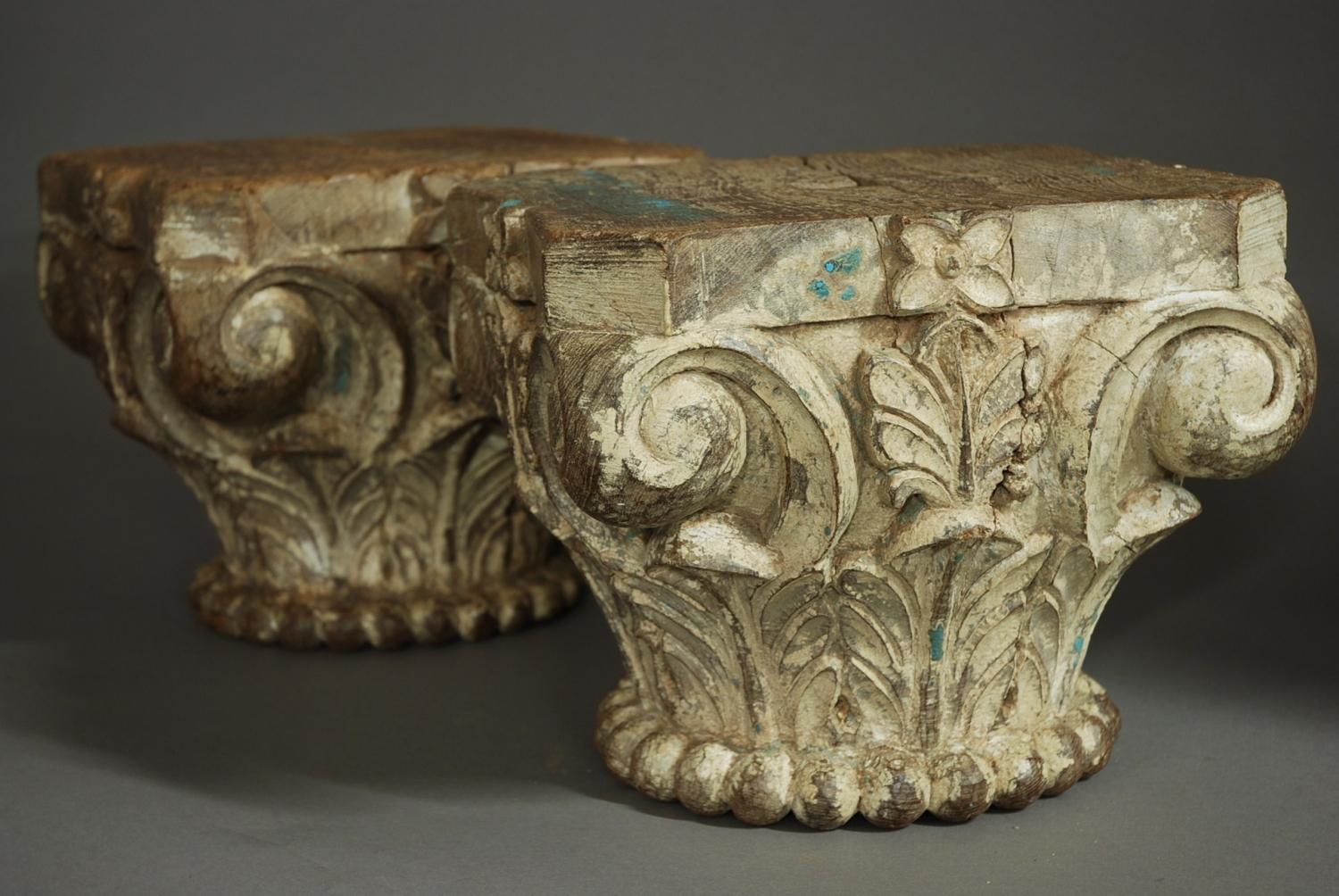 Pair of late 19thc decorative carved capitals