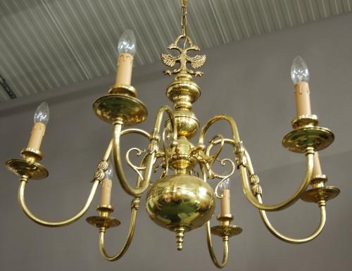 Dutch Baroque style six branch chandelier