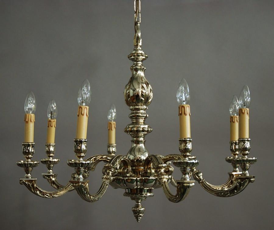Large early 20thc Dutch silvered chandelier