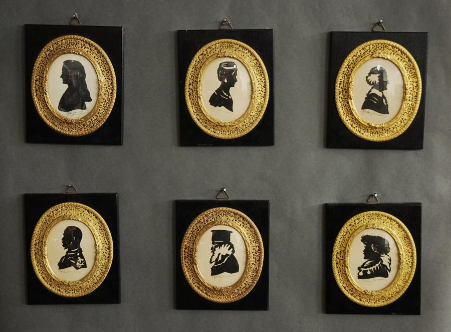 Superb set of six early 20th century decorative oval miniatures