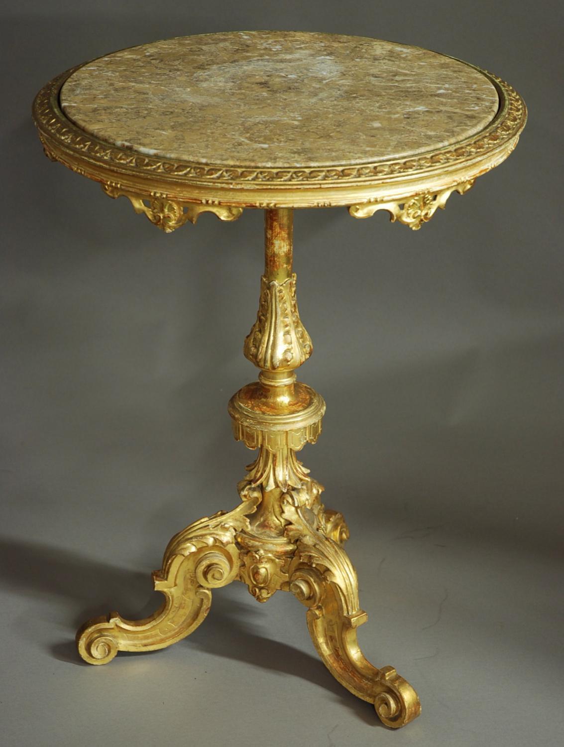 19thc Italian giltwood marble top table