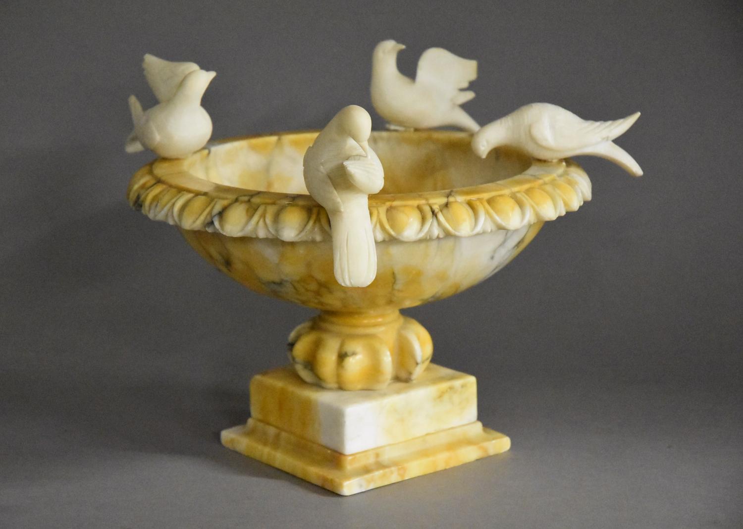 Late 19th century alabaster tazza or birdbath