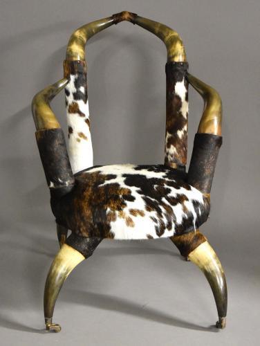 Rare late 19th century bull horn armchair