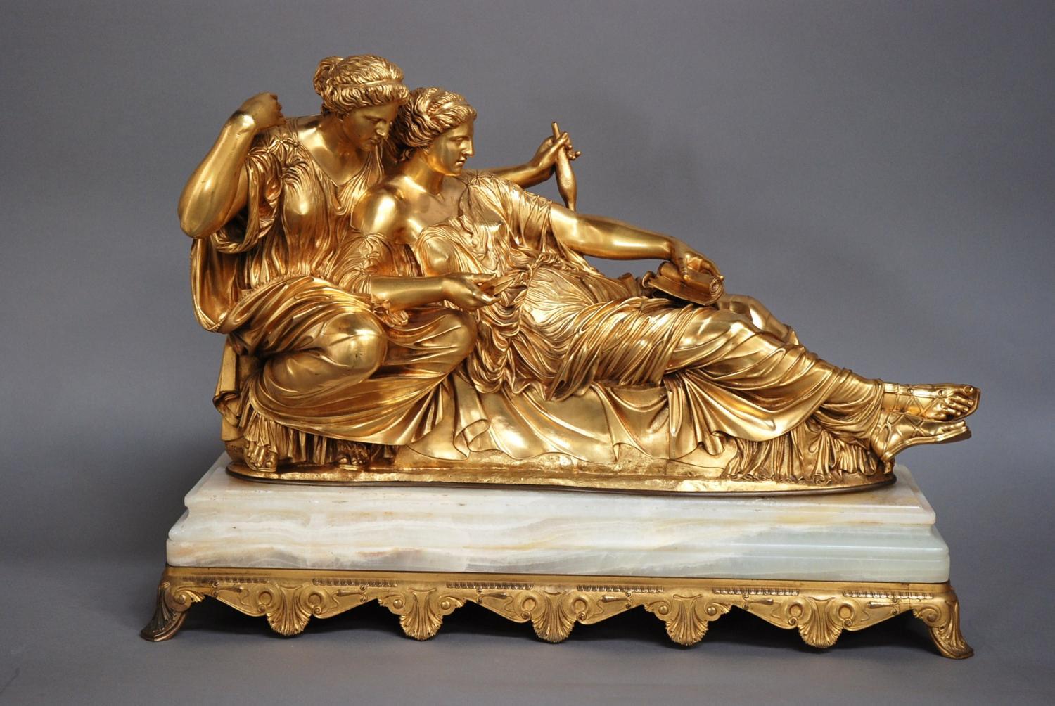 Large Barbedienne gilt bronze 'The Fates'