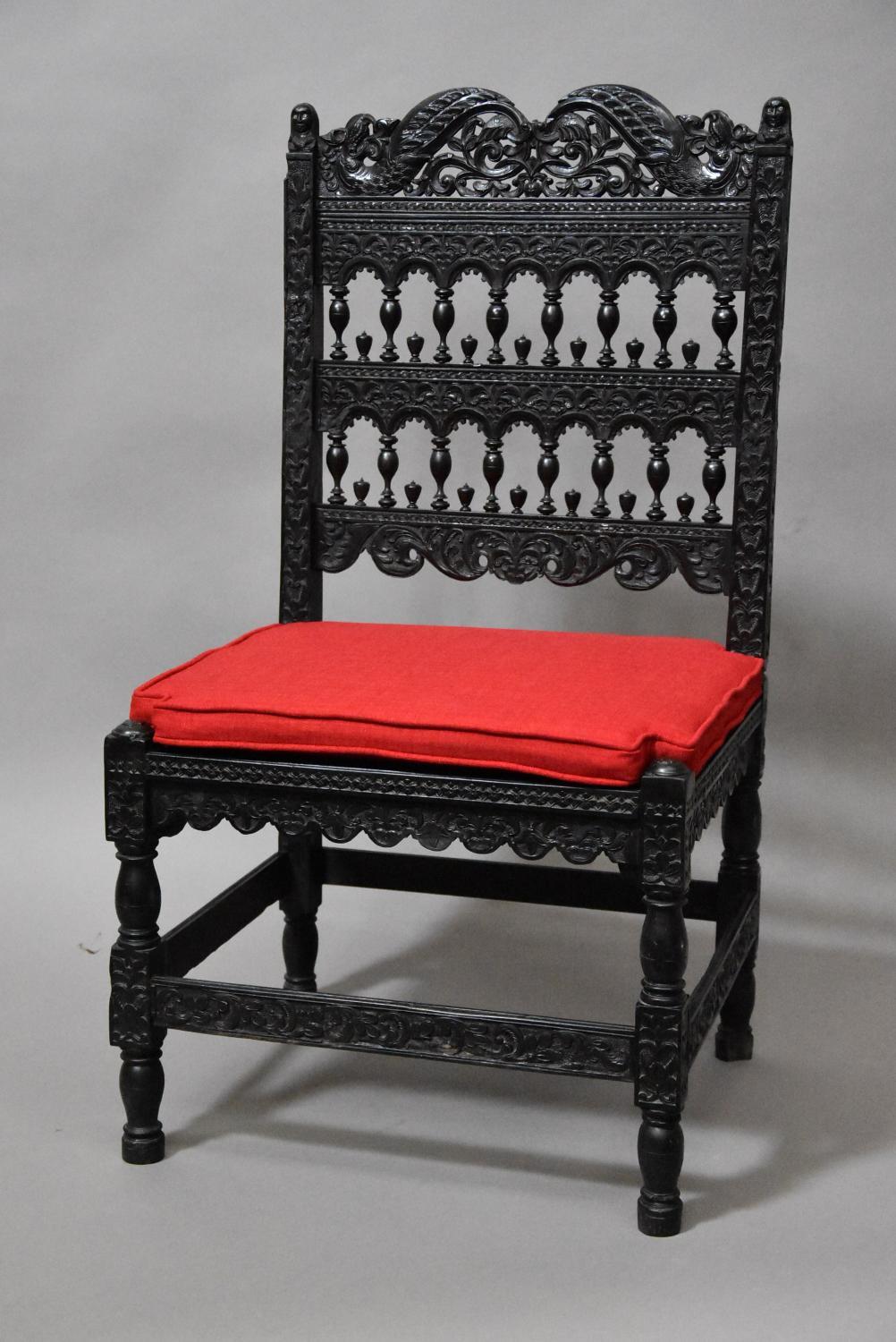 Superb quality late 17thc solid ebony chair