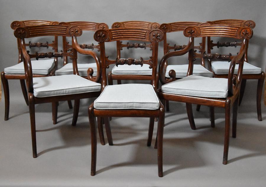 Superb quality set of eight Regency mahogany dining chairs