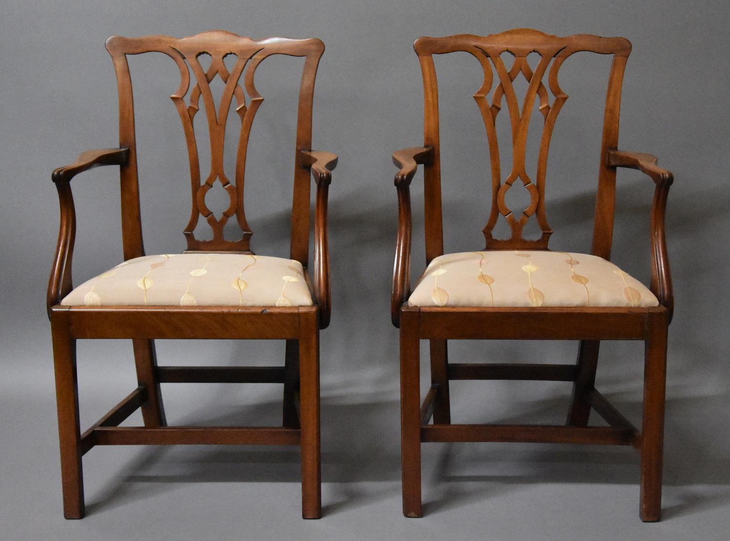 Pair of mahogany Chippendale style armchairs