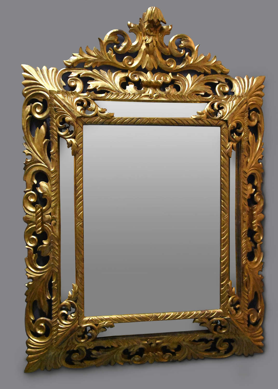 Large 19thc Italian giltwood cushion mirror
