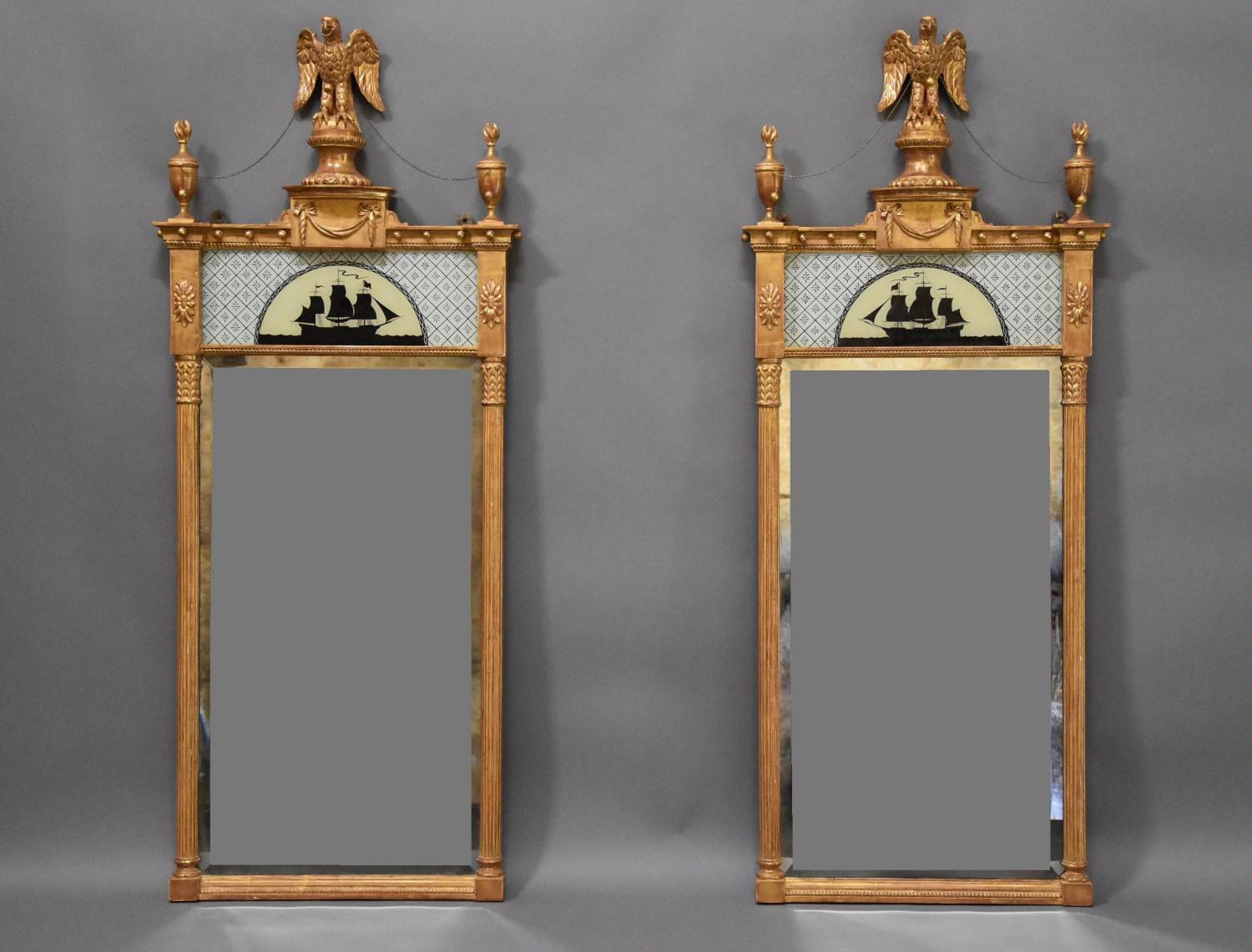 Superb pair of Regency style giltwood mirrors