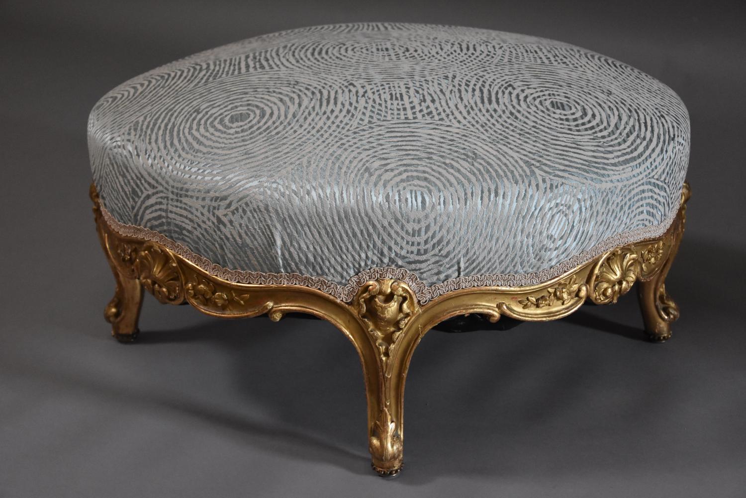 Large 19th century French giltwood footstool