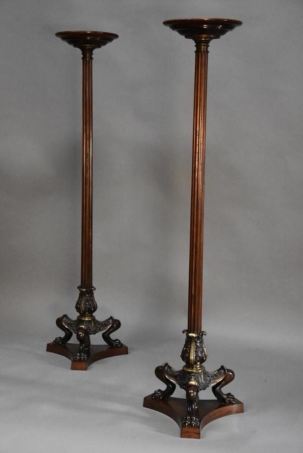 Pair of late 19thc Regency style bronze torcheres