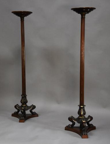 Pair of late 19thc Regency style bronze torcheres
