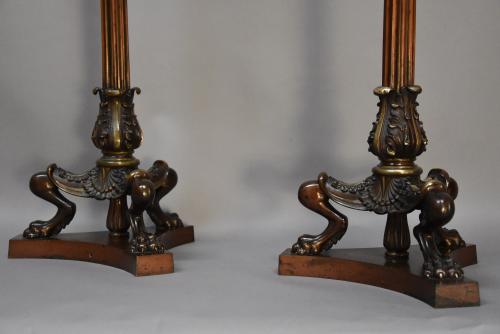 Pair of late 19thc Regency style bronze torcheres