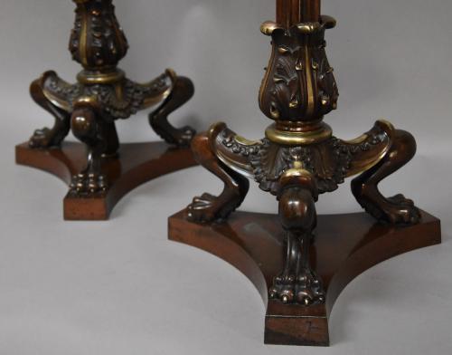 Pair of late 19thc Regency style bronze torcheres