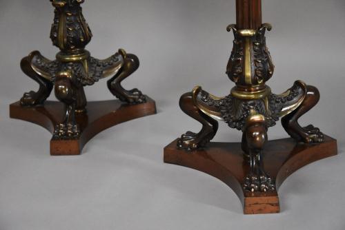 Pair of late 19thc Regency style bronze torcheres