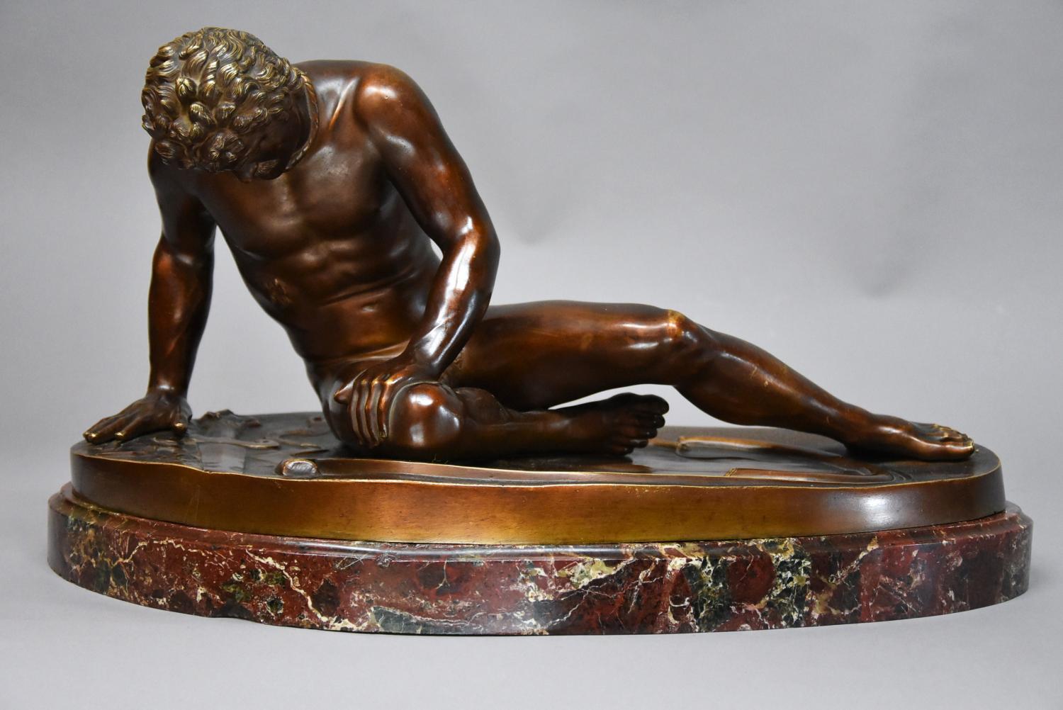 Large late 19thc bronze of 'The Dying Gaul'