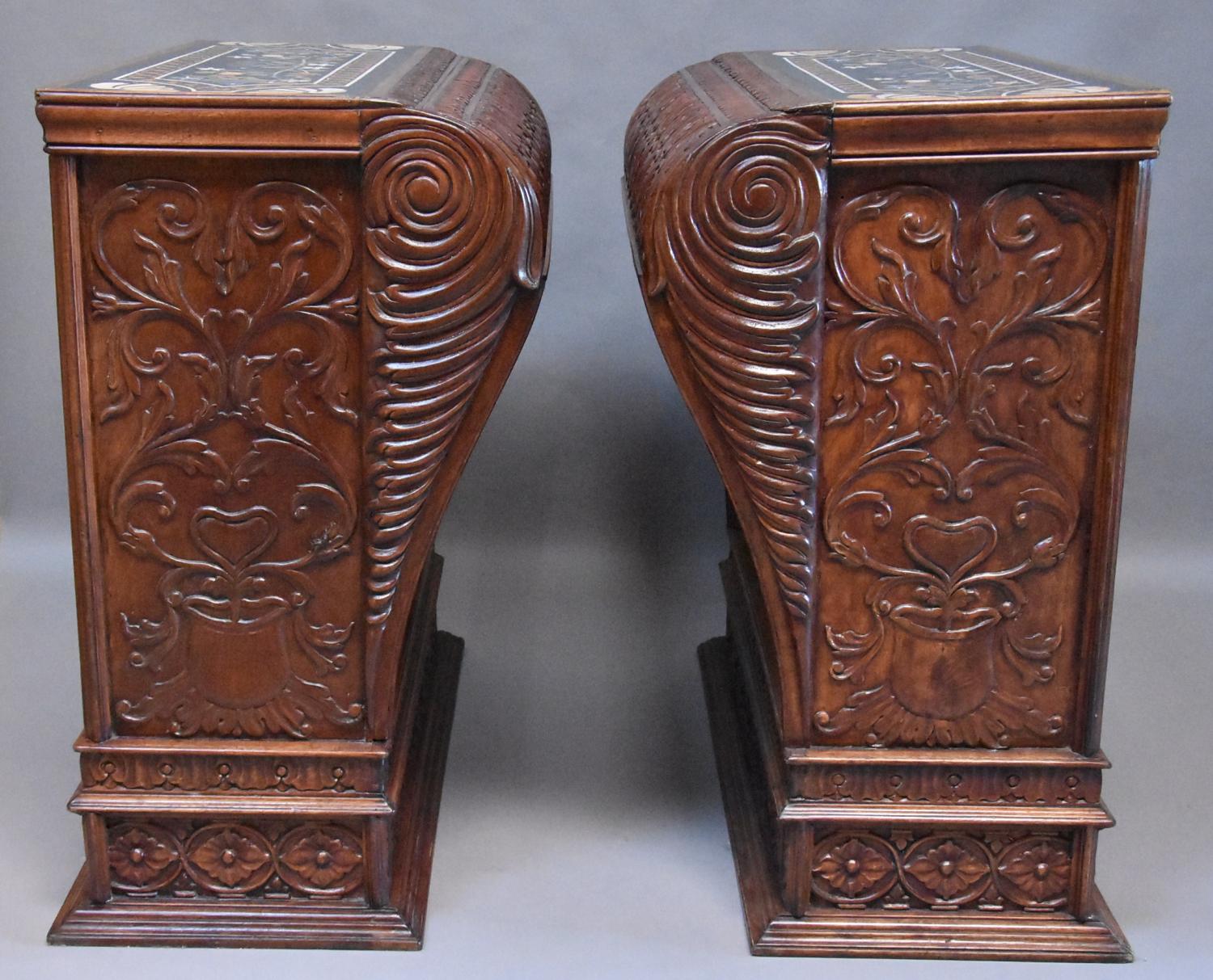 Large pair of decorative walnut pedestals