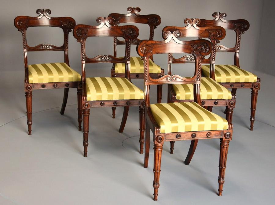 Fine quality set of six Regency rosewood dining chairs