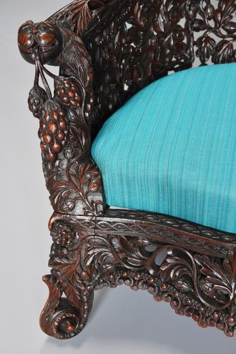 Rare & superb quality carved Indian armchair