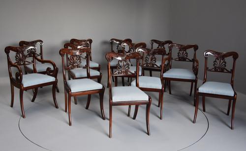 Superb set of twelve Regency dining chairs