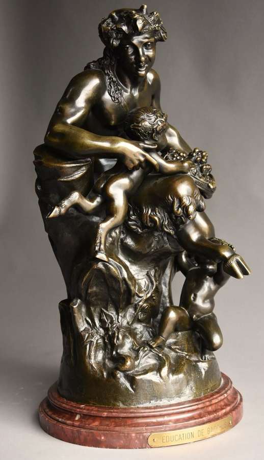 Large mid 19thc bronze Satyr and faun group