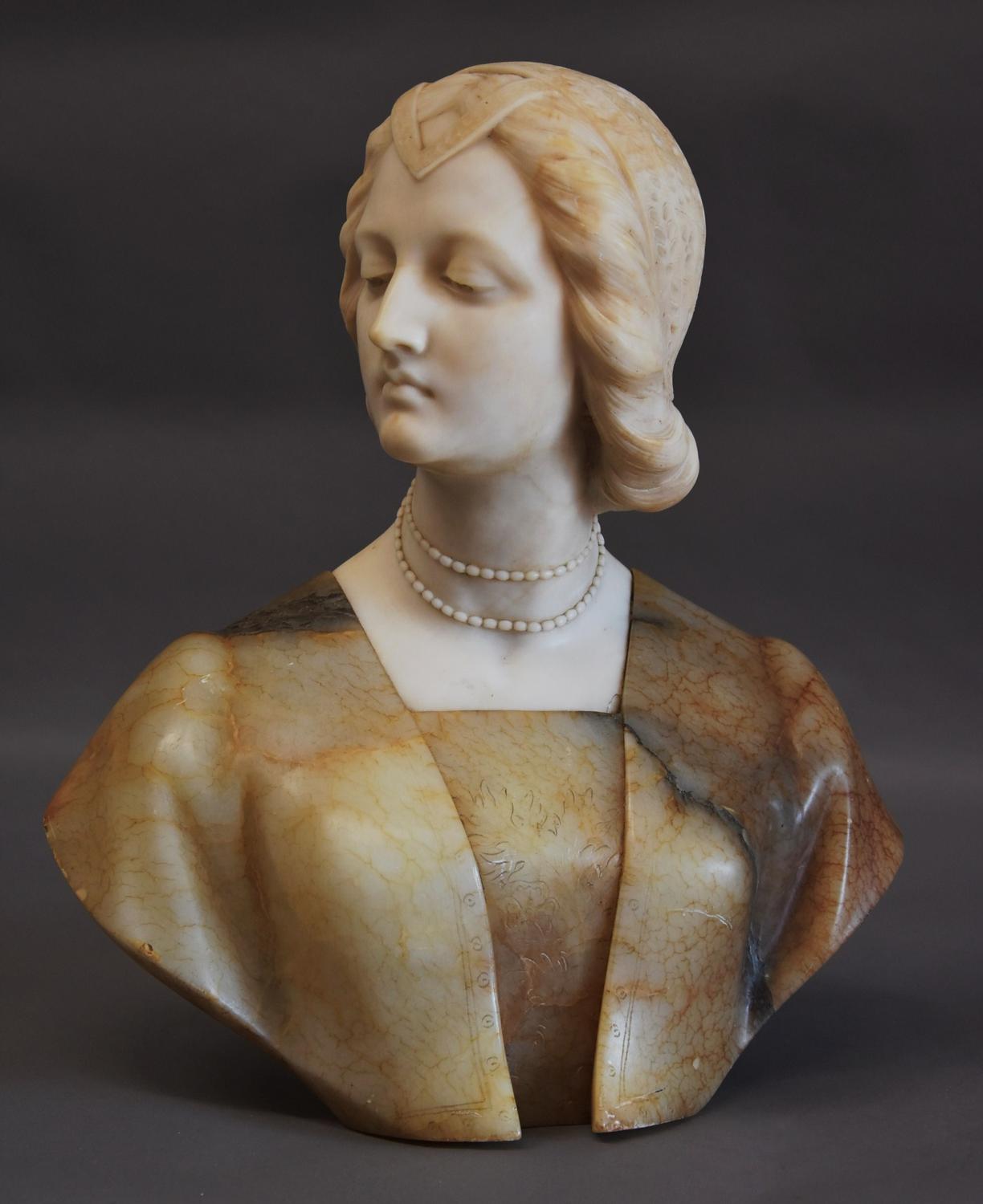 19thc Italian marble bust of a Noblewoman