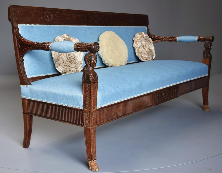 Rare 18thc walnut Neoclassical Italian sofa