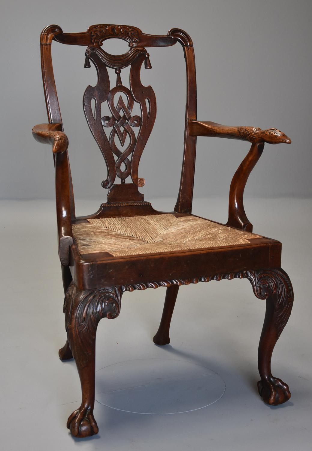 18th century mahogany & walnut armchair of sophisticated design