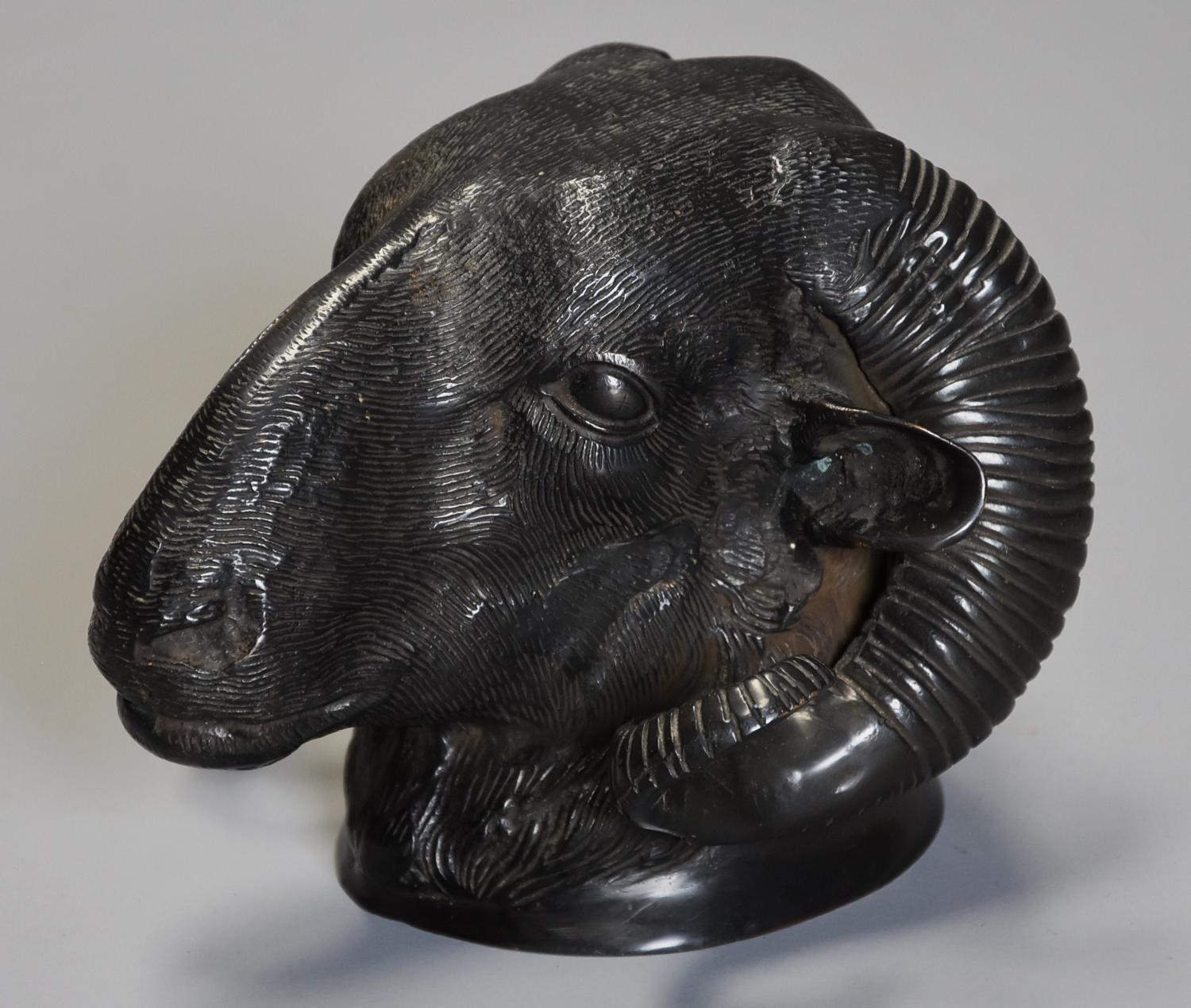 Late 19th century bronze ram's head