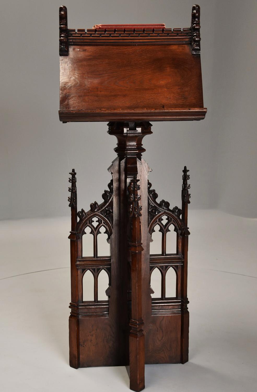 Late 19th century oak Gothic revival revolving lectern