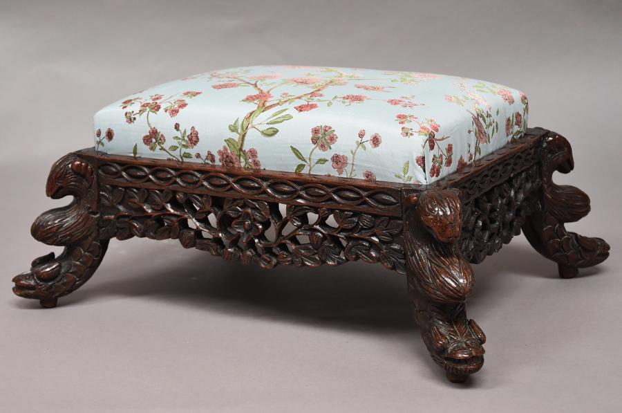 19th century hardwood Anglo Indian footstool