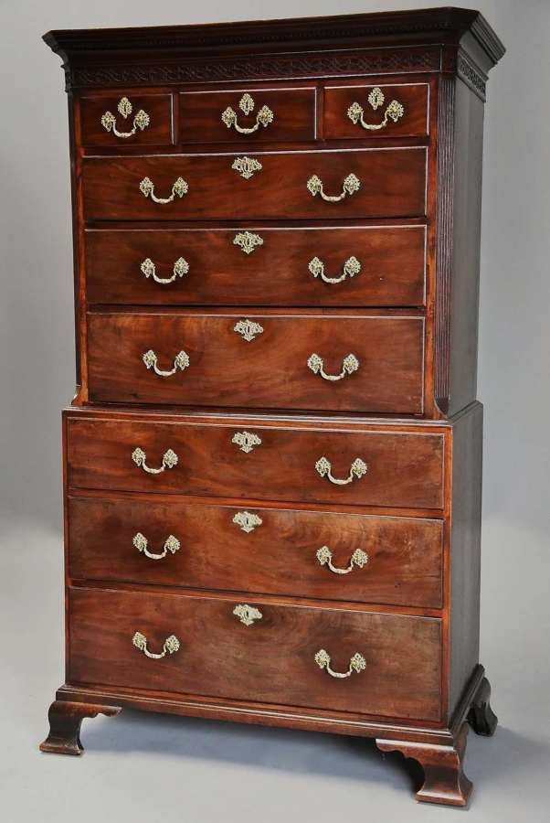 Mid 18th century mahogany chest on chest with superb original patina