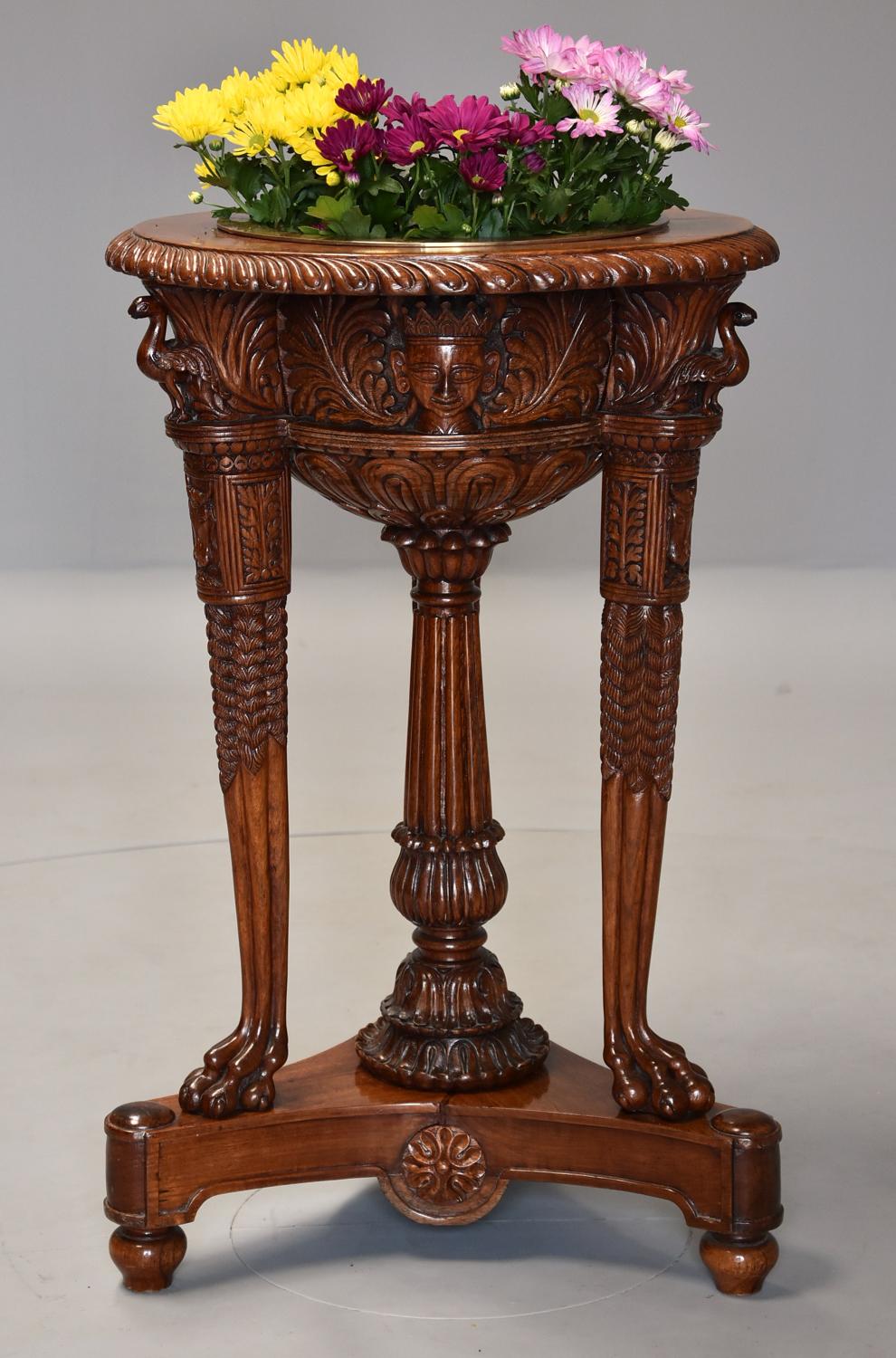 Late 19thc Indian padouk carved jardiniere or wine cooler