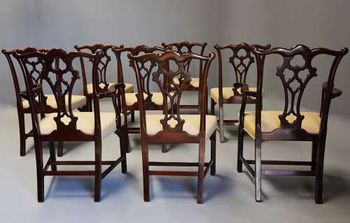Set of eight late 19thc Chippendale style mahogany dining chairs