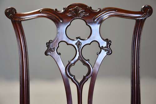 Set of eight late 19thc Chippendale style mahogany dining chairs