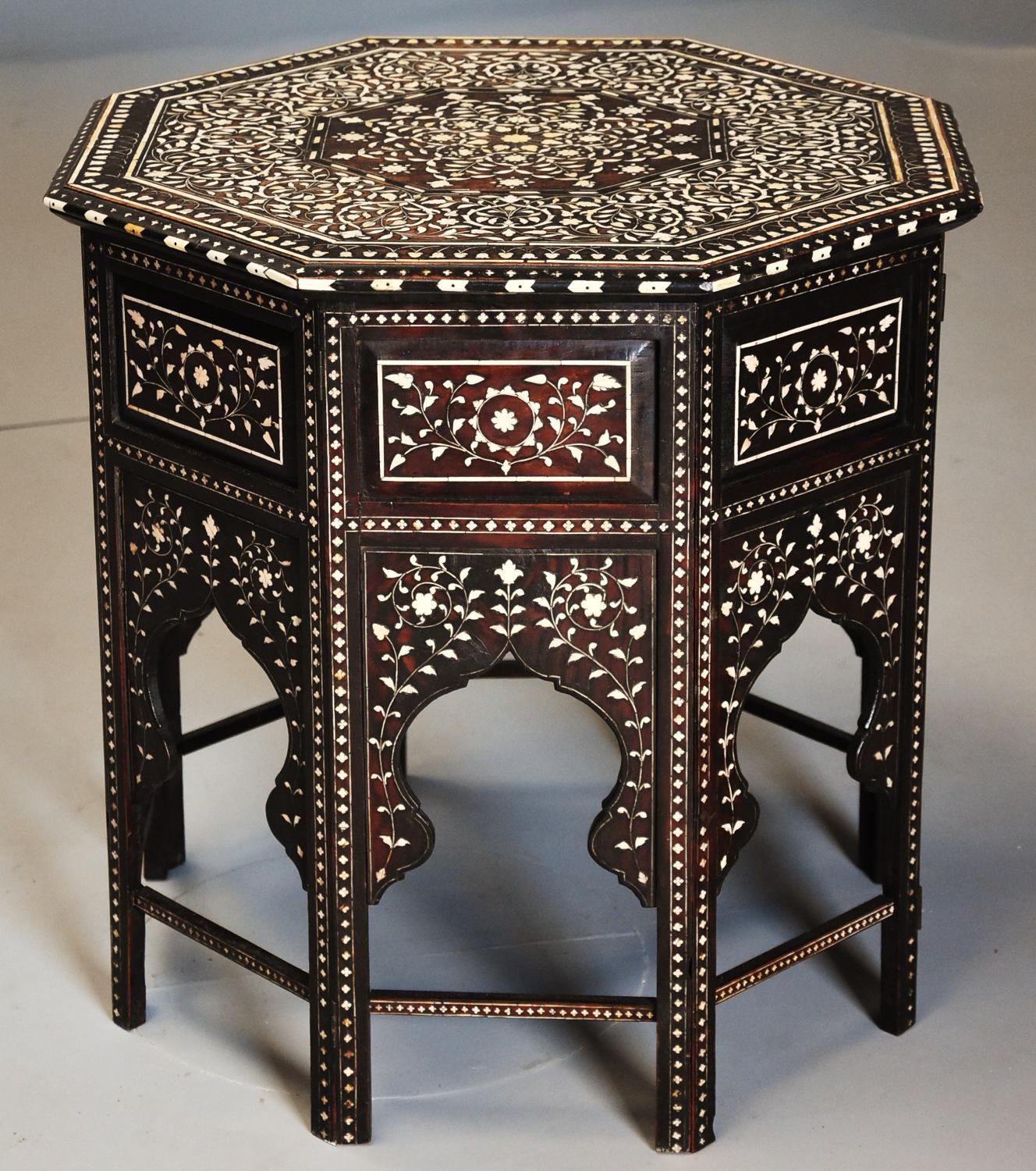 19th century profusely inlaid Anglo Indian octagonal table