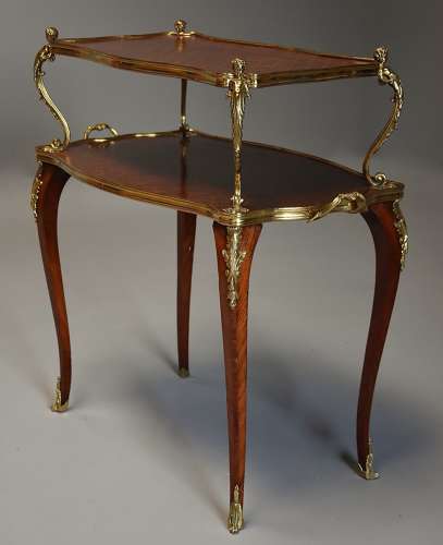 Fine quality French 19th century Kingwood two tier serpentine etagere
